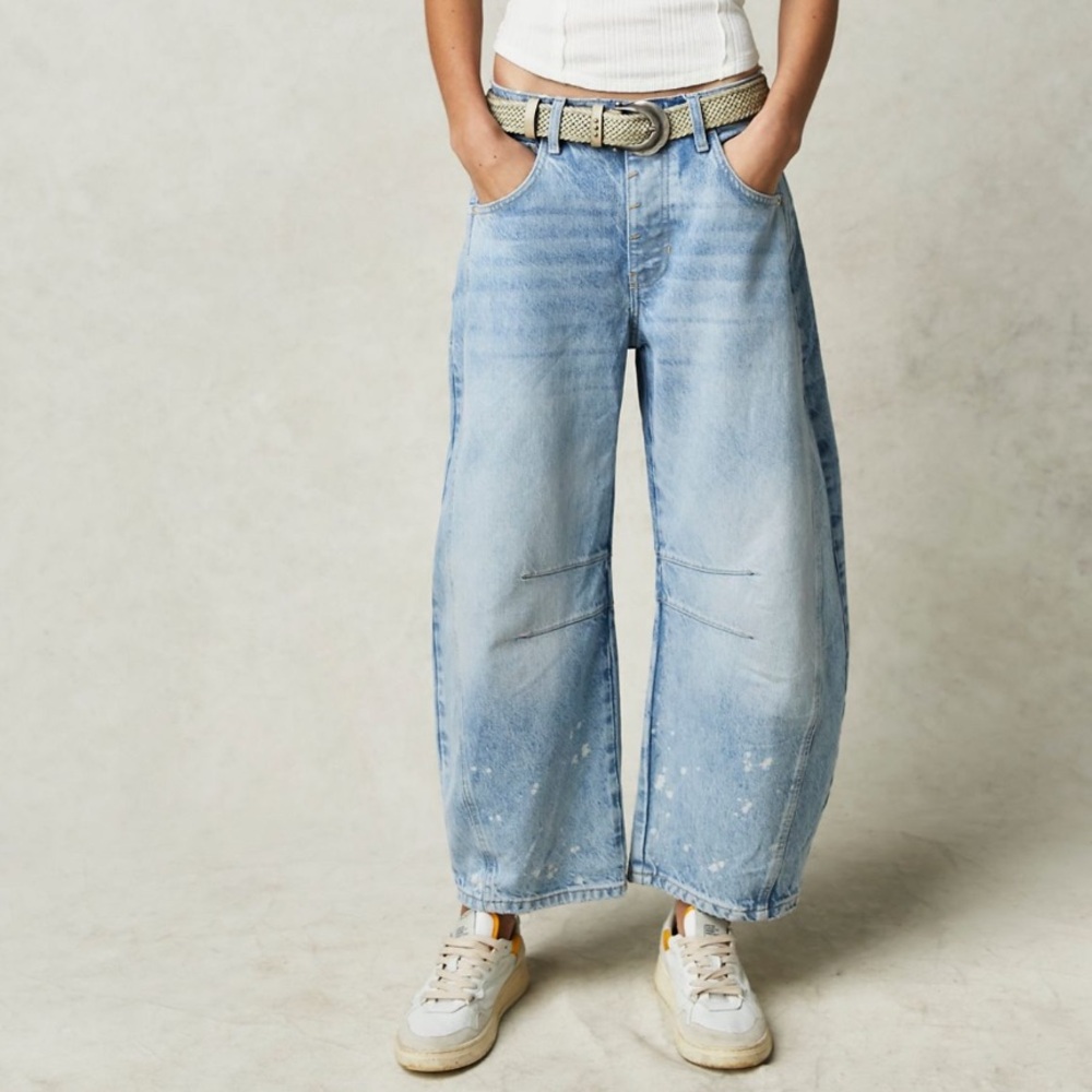 We the Free Good Luck mid rise barrel jean (worn once) in Aegean -SOLD OUT